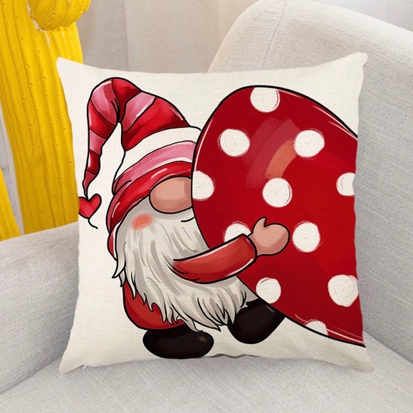 Gnome Couple Heart Happy Valentine’s Day Decorative Throw Pillow Covers 2 Pc Set - Picture 16 of 17